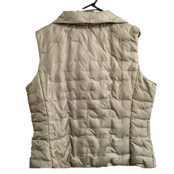 Talbots Women Size Large Quilted Vest Khaki Tan Zip & Snap Close Zip Pockets - Picture 9 of 11